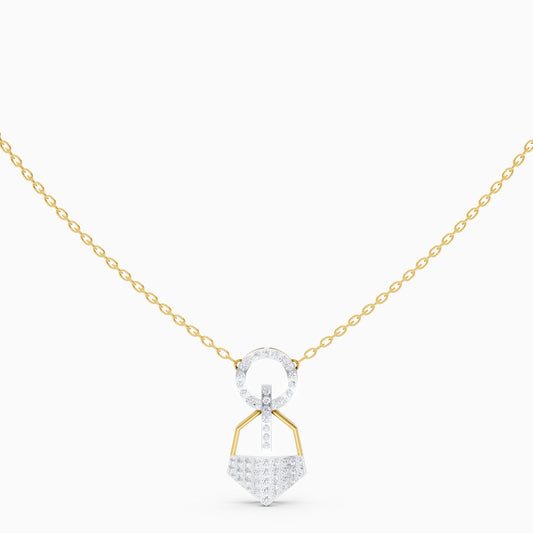 The Linked Round-Stone Bar & Pointed Shield Necklace