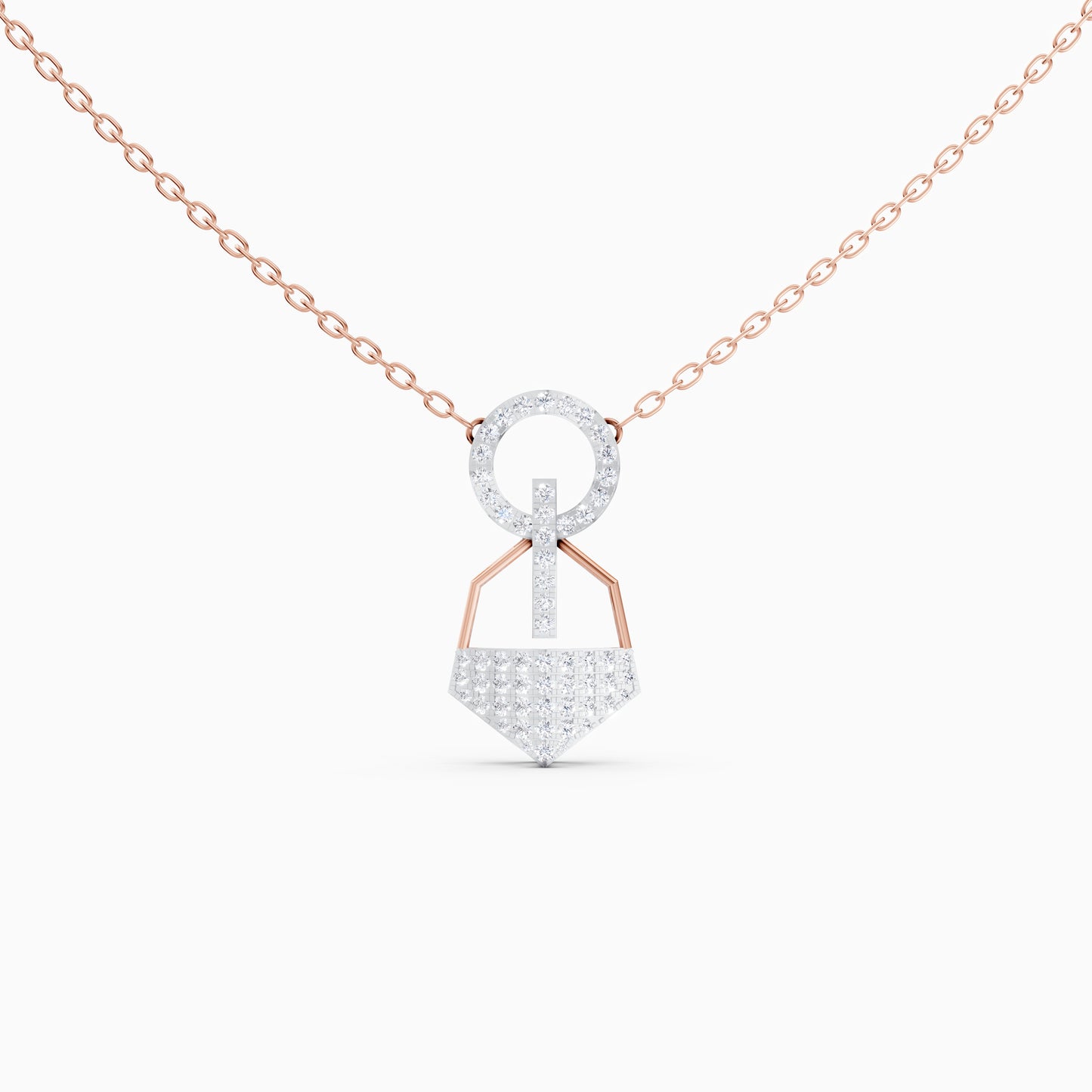 The Linked Round-Stone Bar & Pointed Shield Necklace