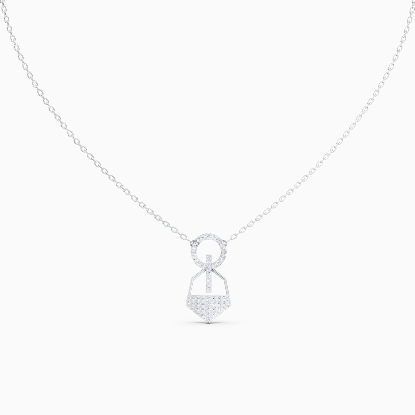 The Linked Round-Stone Bar & Pointed Shield Necklace