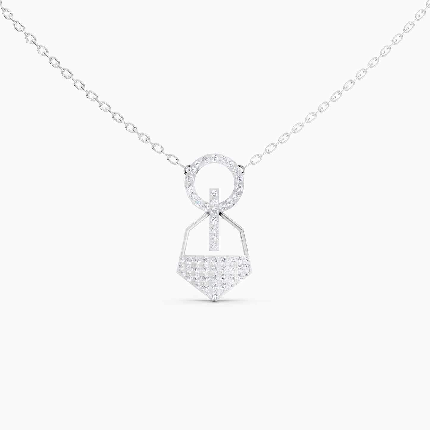 The Linked Round-Stone Bar & Pointed Shield Necklace