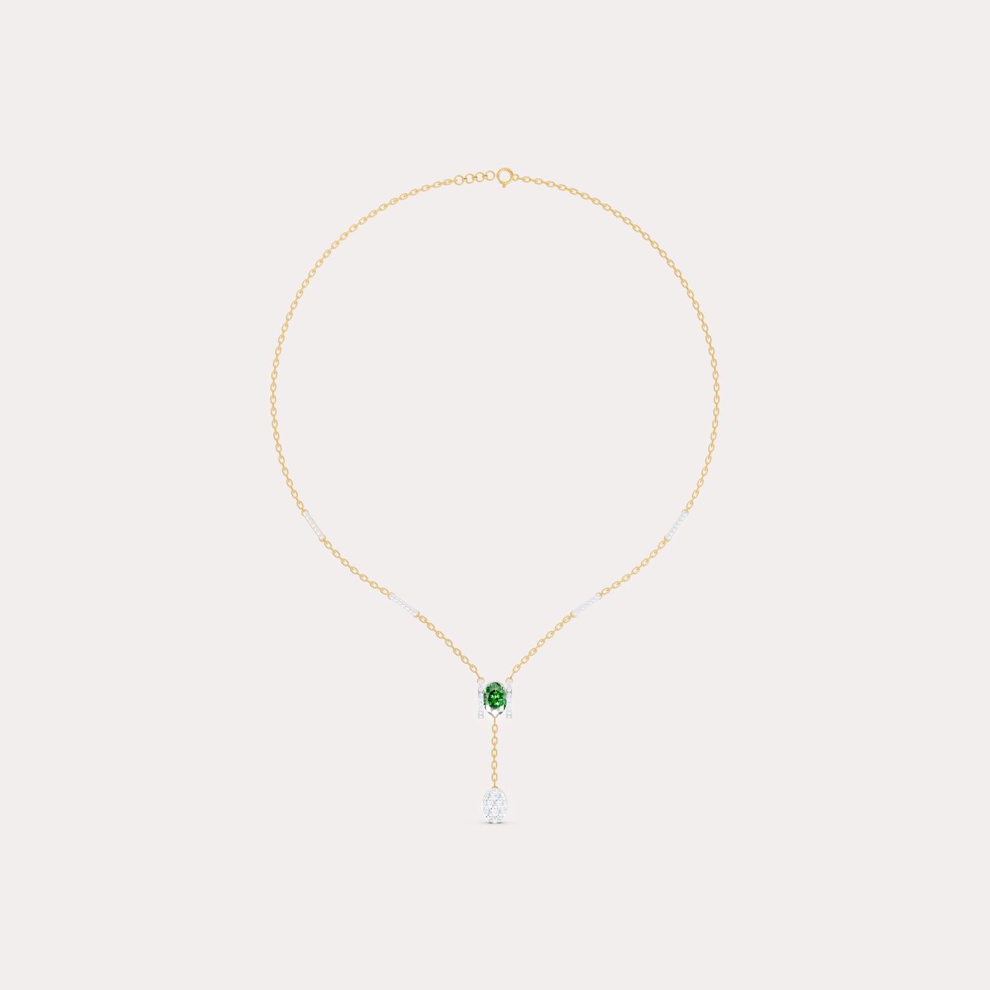 The Geometric Bar Station & Oval Gemstone Pendant