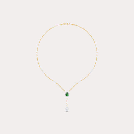 The Geometric Bar Station & Oval Gemstone Pendant