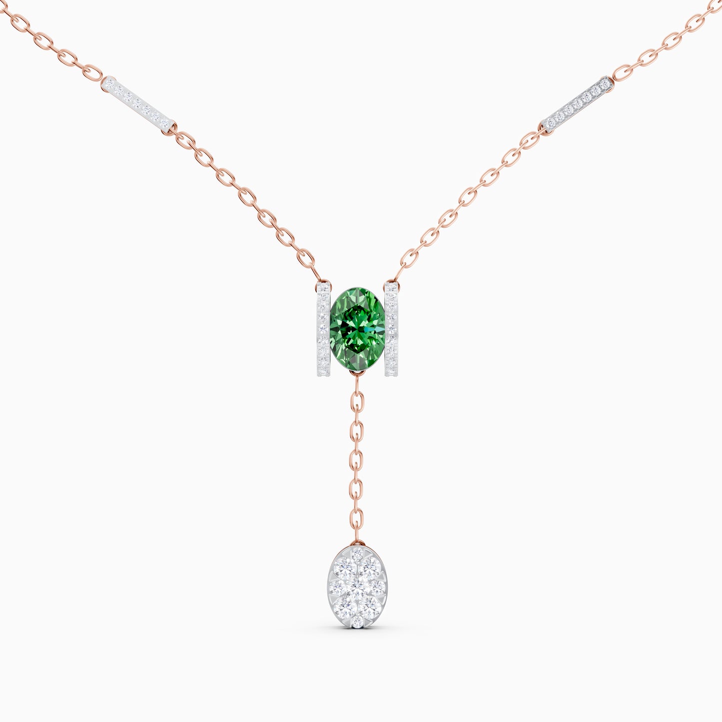 The Geometric Bar Station & Oval Gemstone Pendant