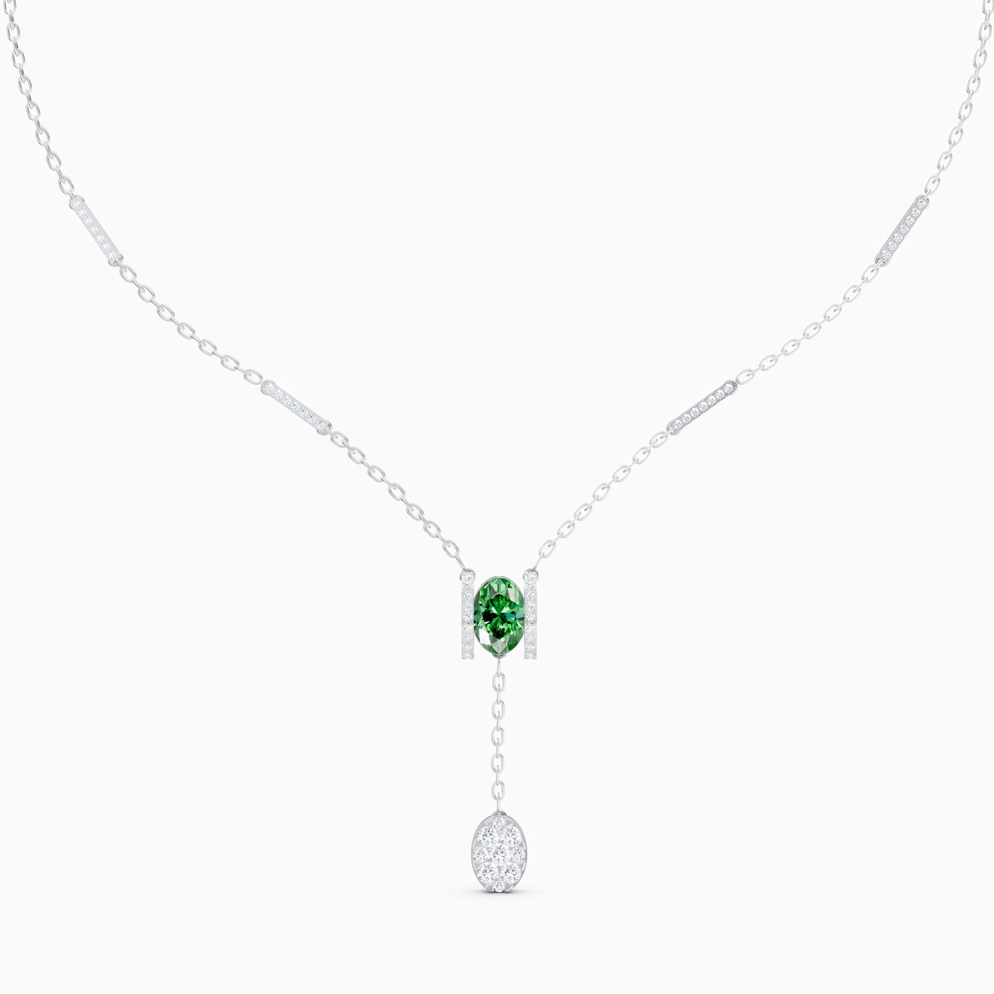 The Geometric Bar Station & Oval Gemstone Pendant