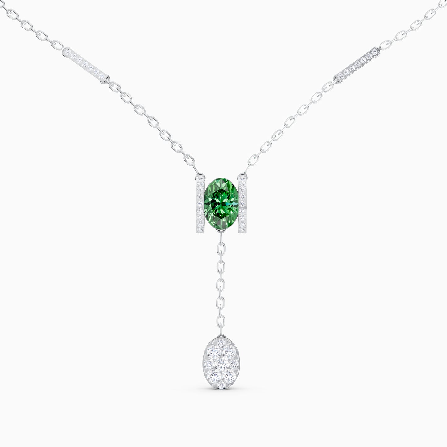 The Geometric Bar Station & Oval Gemstone Pendant