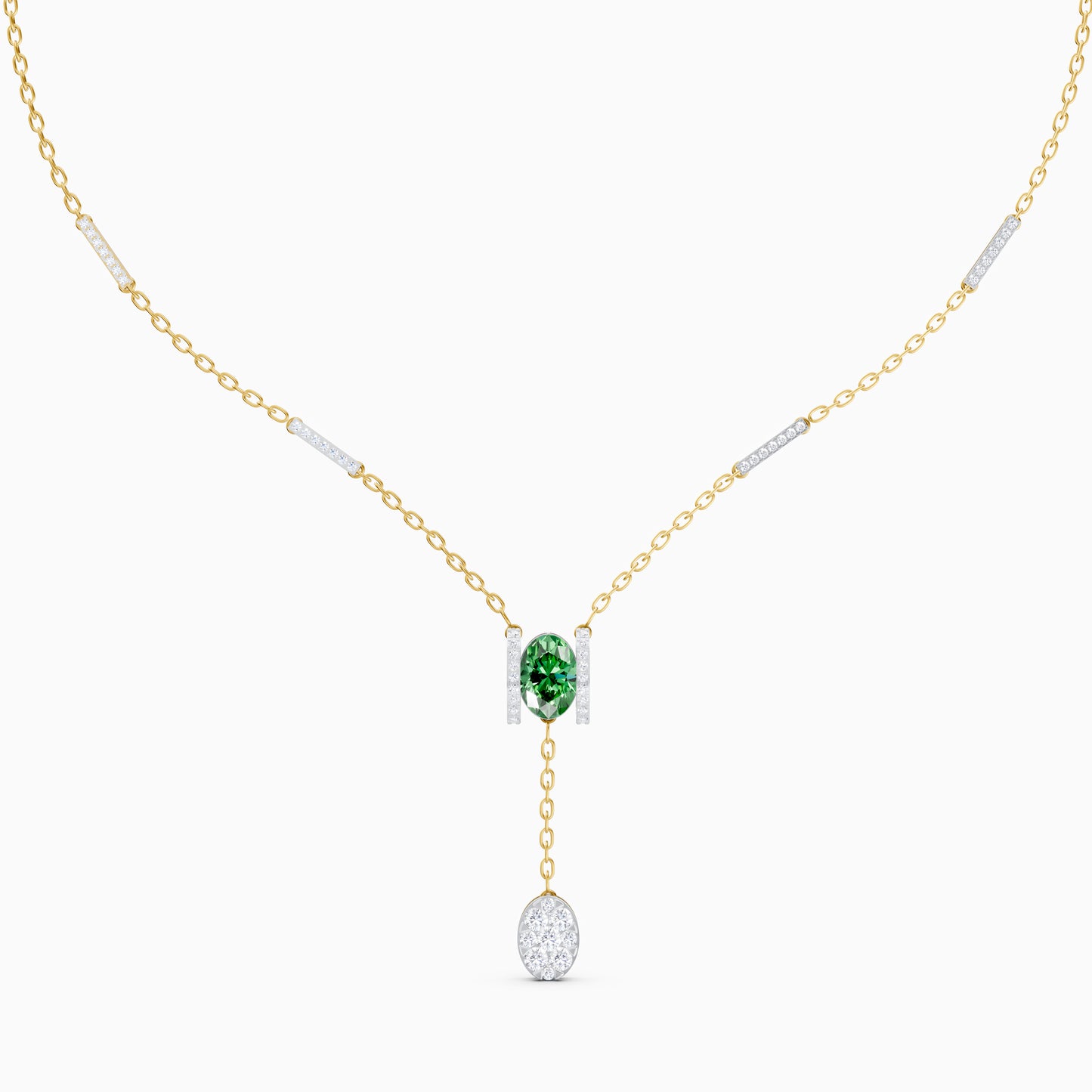 The Geometric Bar Station & Oval Gemstone Pendant