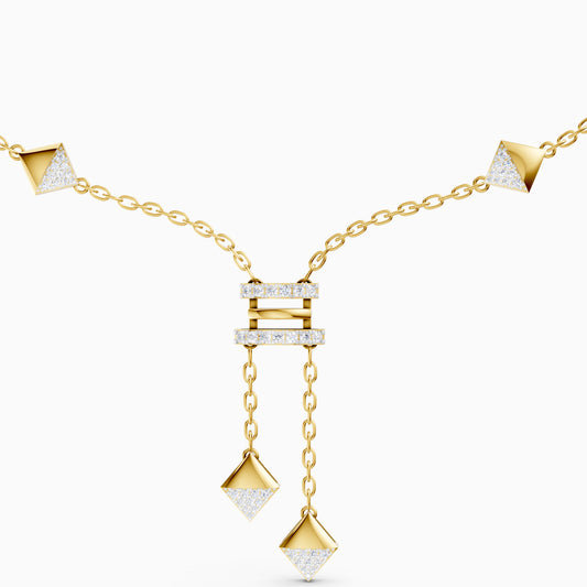 The Architectural Pyramid Cluster & Horizontal Bar Pendant - 18KT