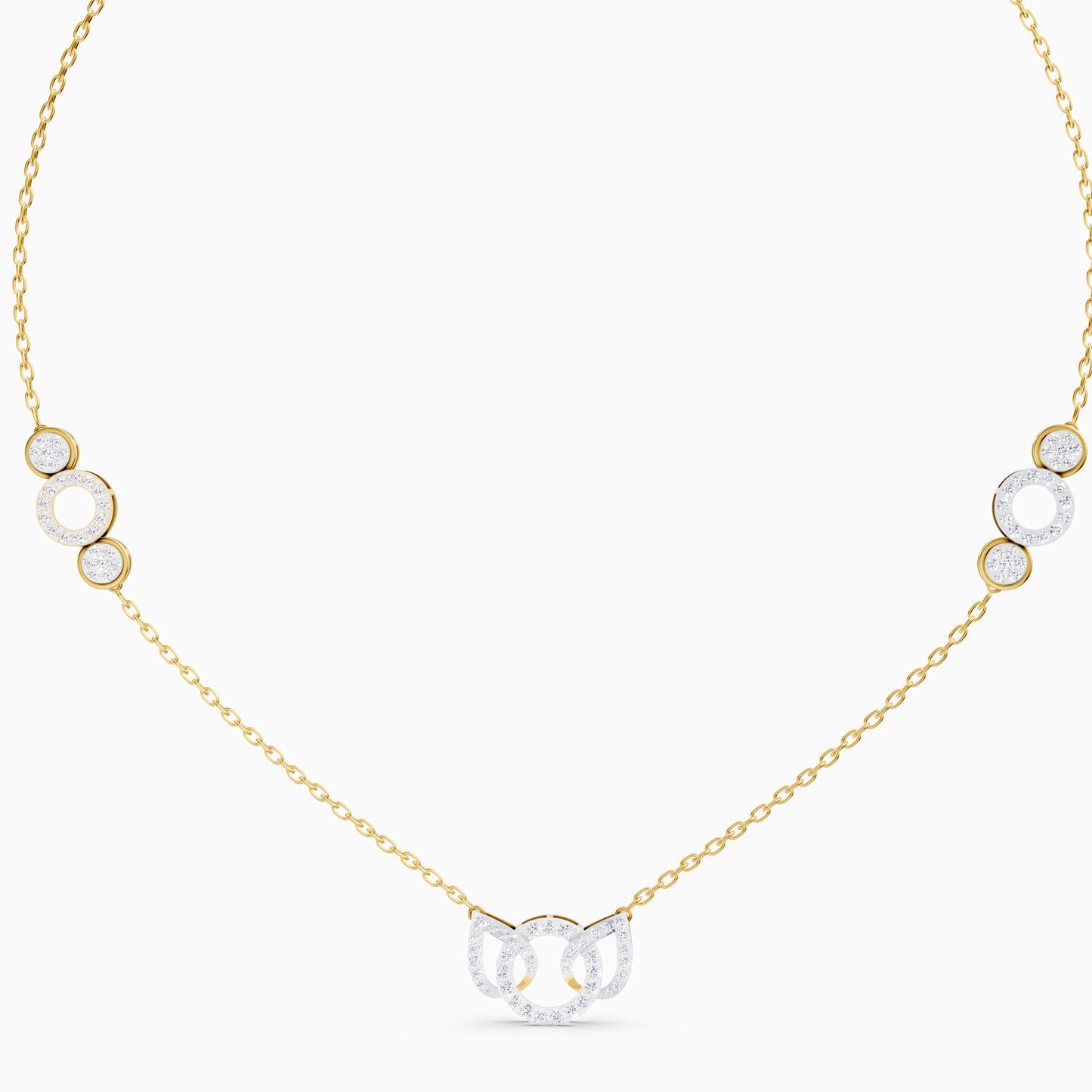 The Round-Cluster Interlocking Triple Ring Pendant - 18KT