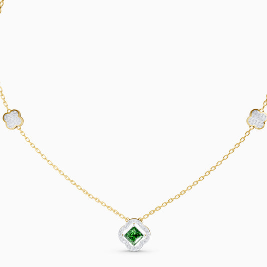 The Geometric Princess-Cut & Stacked Clover Station Necklace