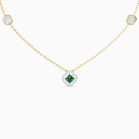The Geometric Princess-Cut & Stacked Clover Station Necklace
