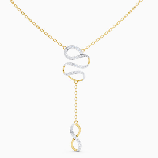 The Linked Round-Stone Curvature & Eternal Loop Necklace - 18KT