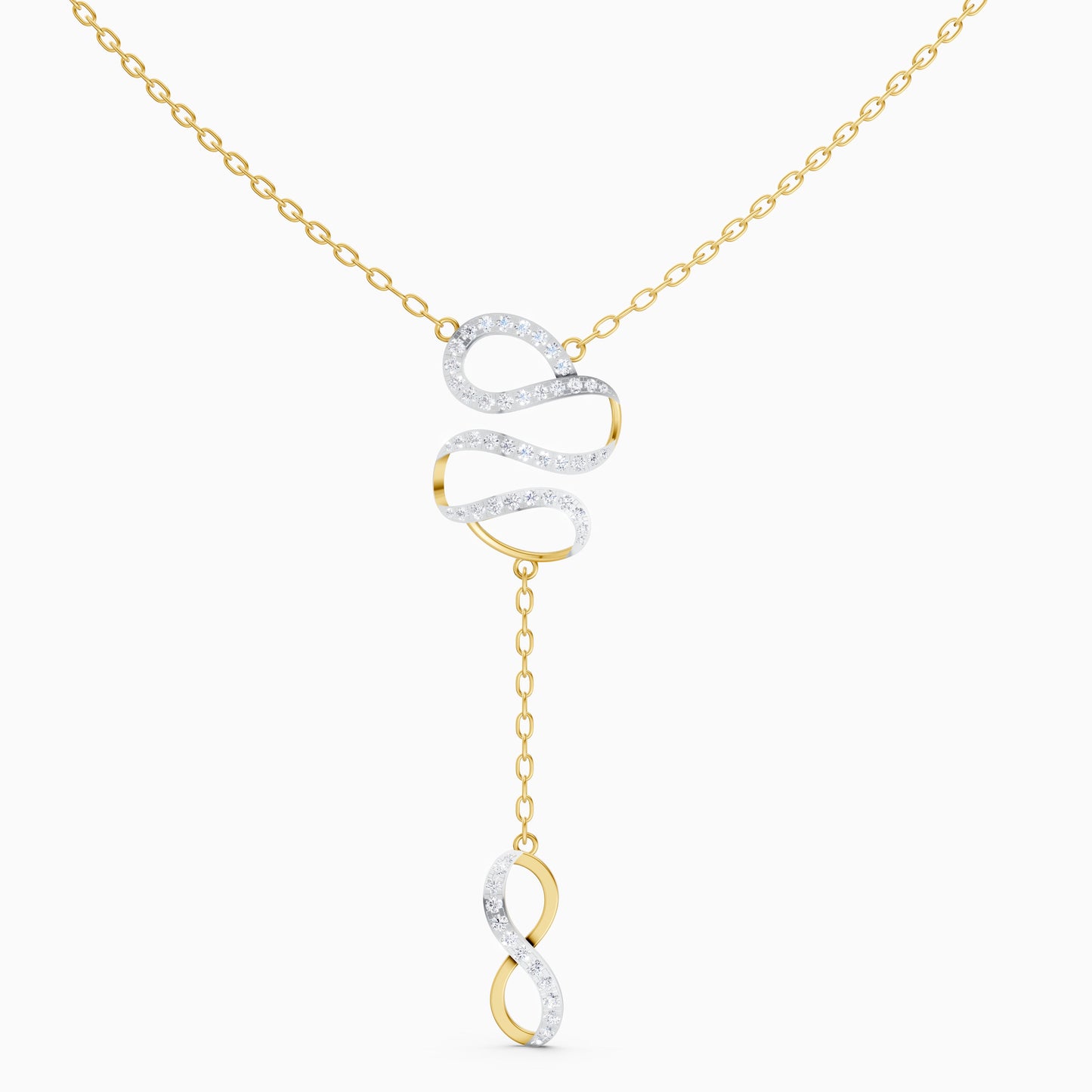 The Linked Round-Stone Curvature & Eternal Loop Necklace - Silver
