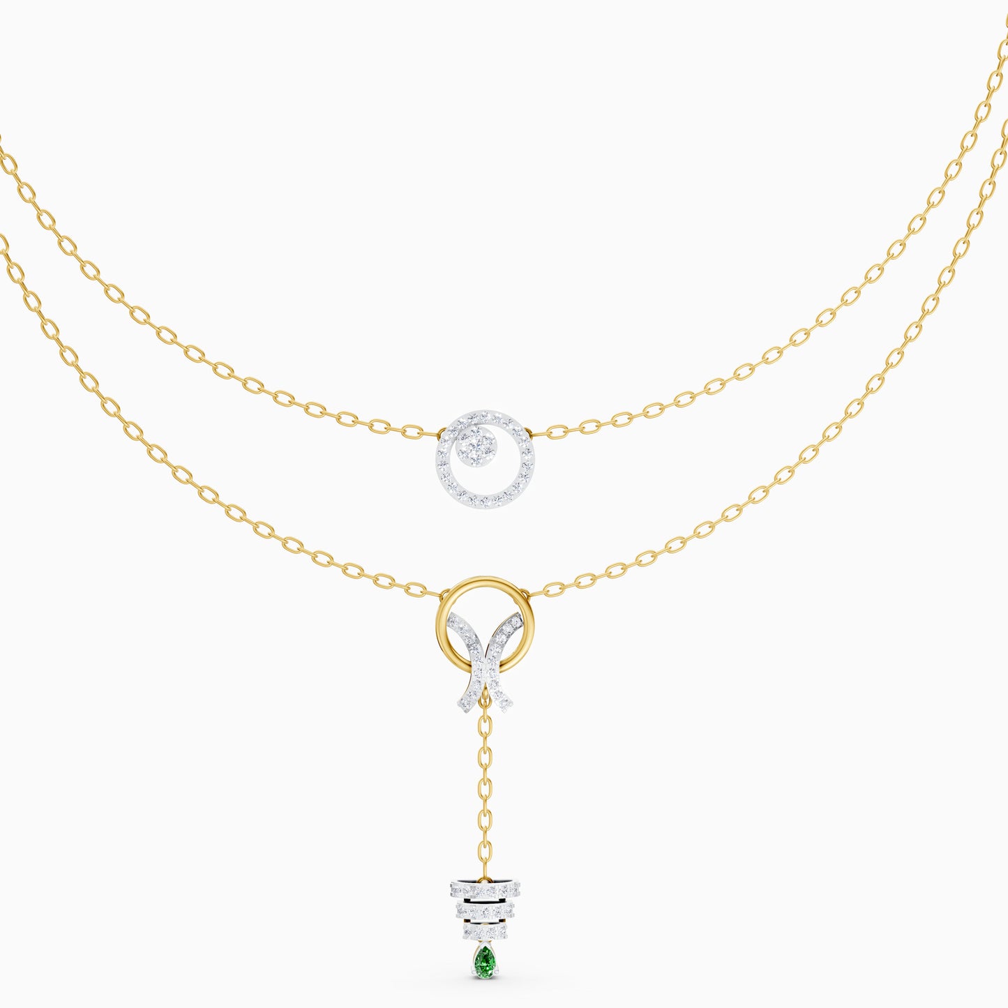 The Double-Strand Round Brilliant Eclipse & Pear-Cut Drop - 18KT