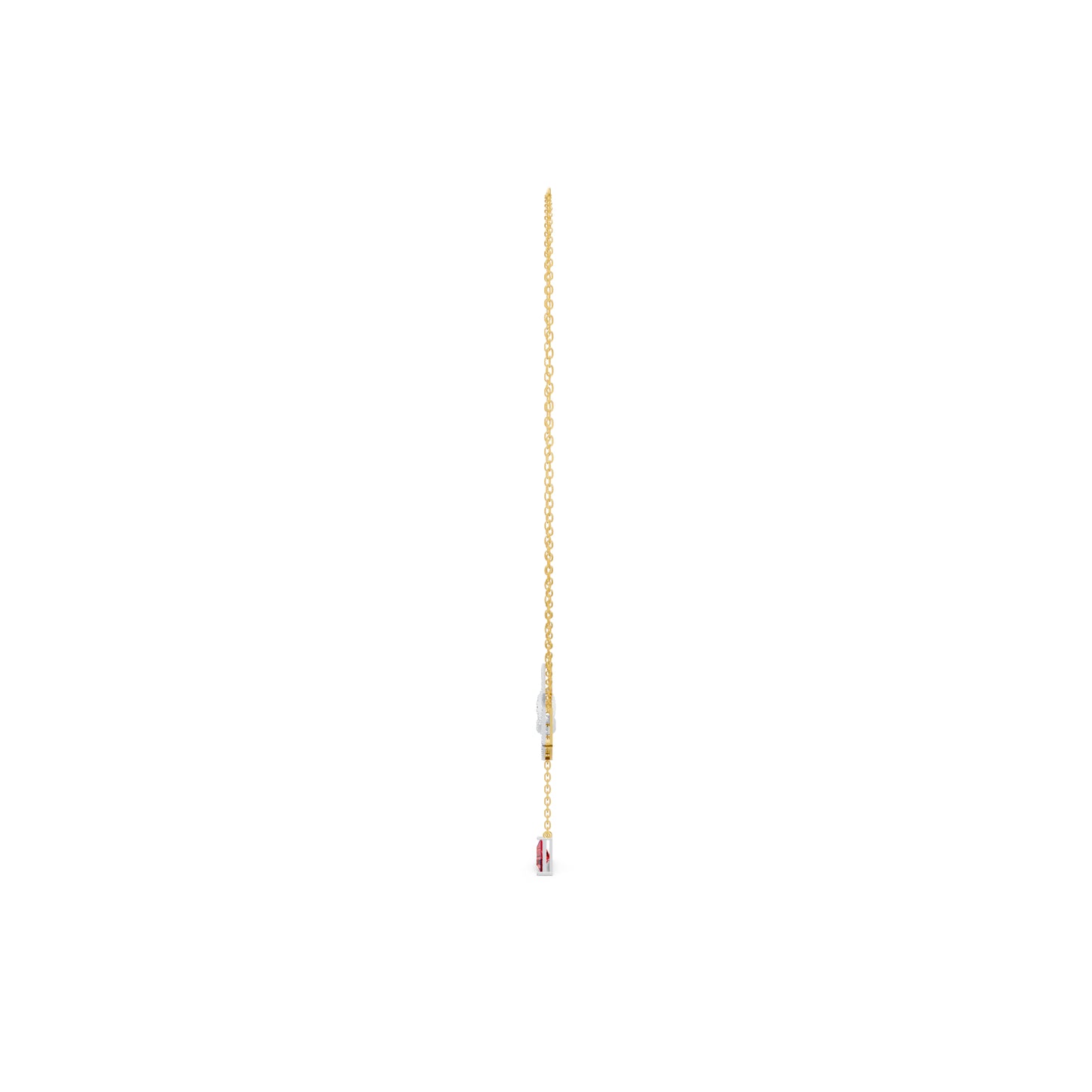 The Triangle-Cut Ruby-Tone Geometric Shield Pendant