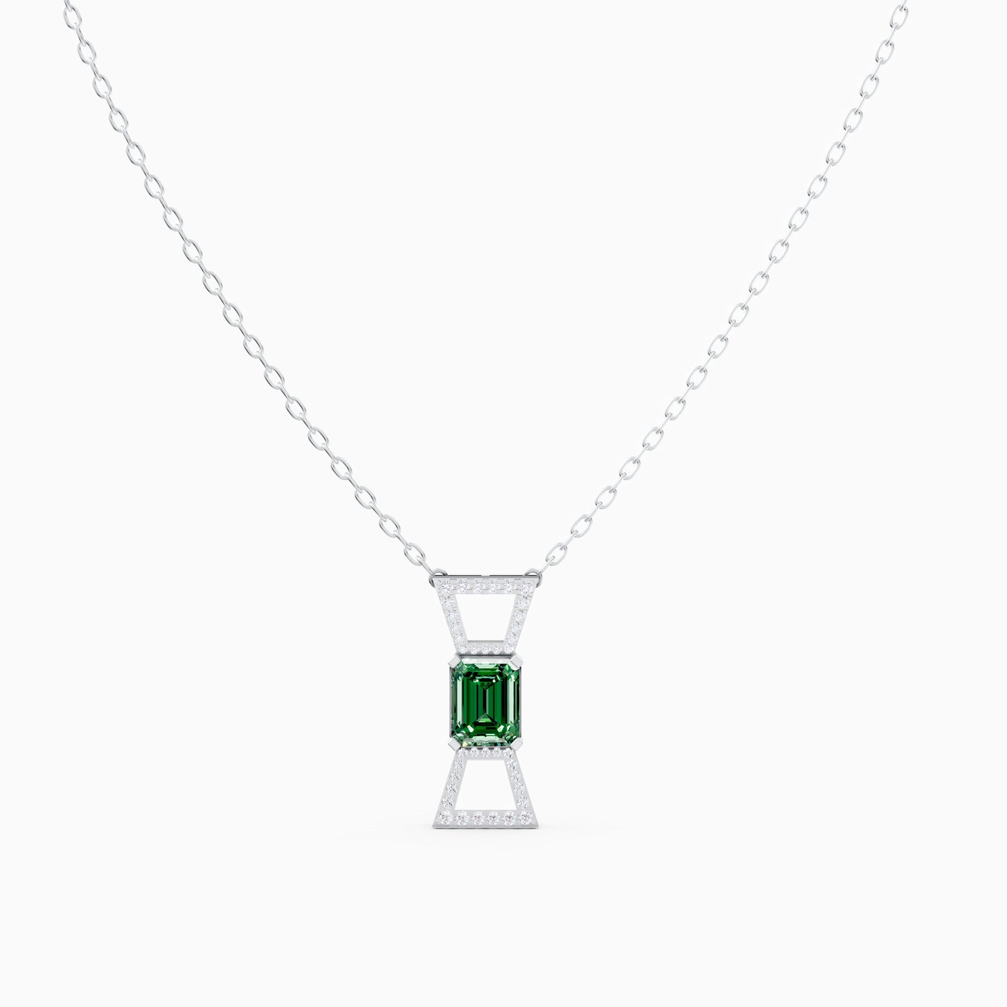 The Round-Diamond Flared Canopy & Emerald-Cut Solitaire - 9KT