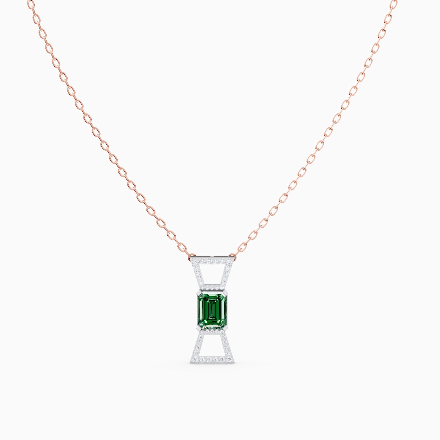 The Round-Diamond Flared Canopy & Emerald-Cut Solitaire - 9KT
