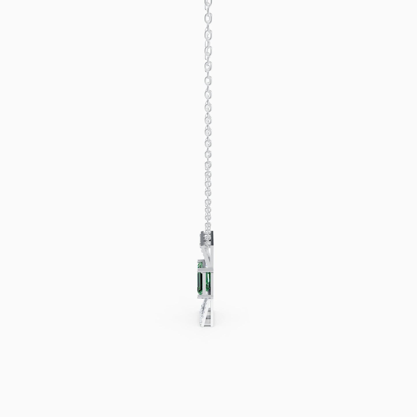The Round-Diamond Flared Canopy & Emerald-Cut Solitaire - 9KT