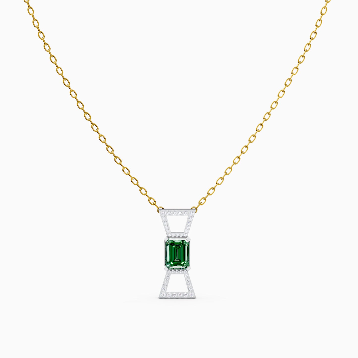 The Round-Diamond Flared Canopy & Emerald-Cut Solitaire - 9KT