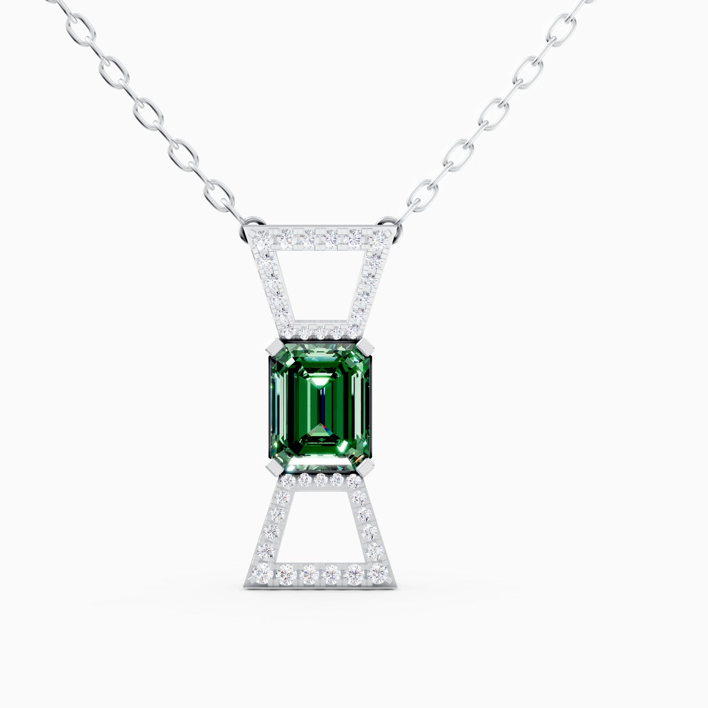 The Round-Diamond Flared Canopy & Emerald-Cut Solitaire - 9KT