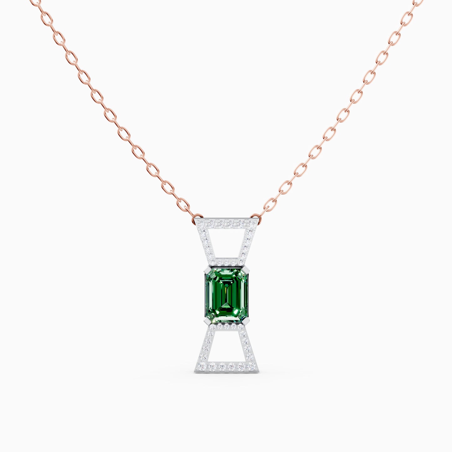 The Round-Diamond Flared Canopy & Emerald-Cut Solitaire - 9KT