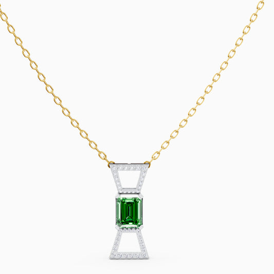 The Round-Diamond Flared Canopy & Emerald-Cut Solitaire - 18KT