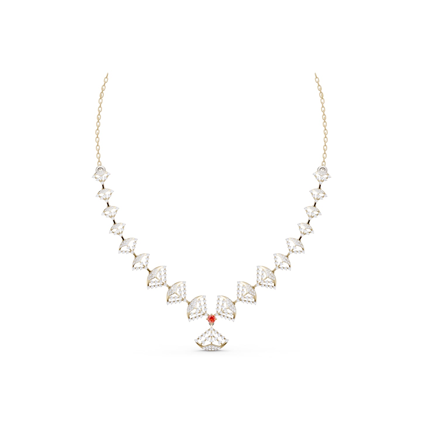 The Linked Round-Stone Canopy Necklace