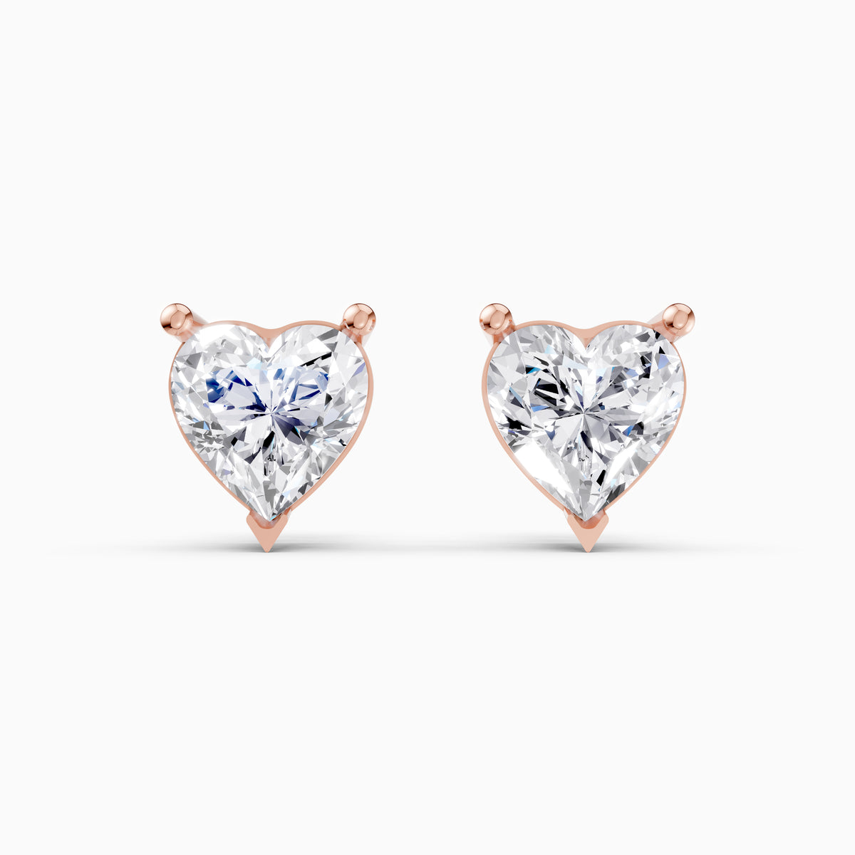 Celeste Heart Solitaire Diamond Stud Earrings - 14KT